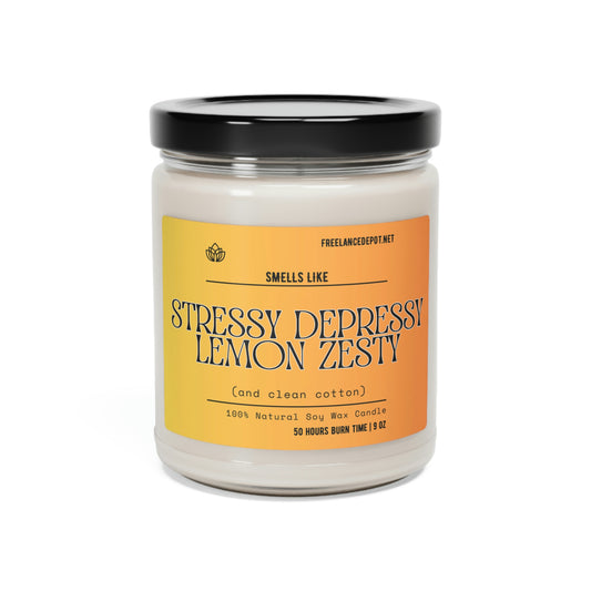 Stressy Depressy Lemon Zesty, 9oz Scented Soy Candle