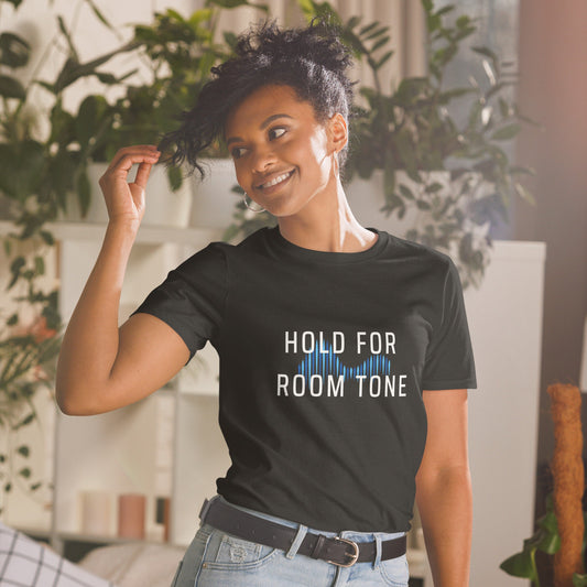 Hold for Room Tone shirt - fun film tv industry gift for audio sound supervisor tech crew, Short-Sleeve Unisex Softstyle T-Shirt