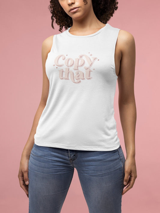 Copy That Ladies’ Muscle Tank walkie lingo shirt for film and tv industry crew