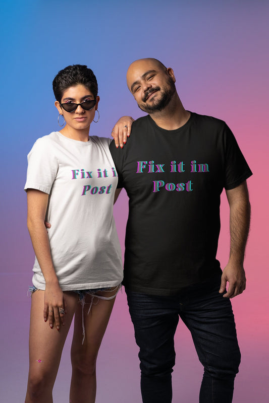 Fix it in Post unisex shirt - fun film and tv industry tee for crew, color block design men or women